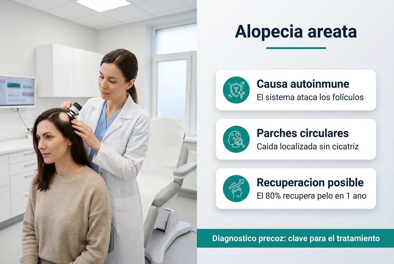 Infografia sobre alopecia areata y sus tratamientos