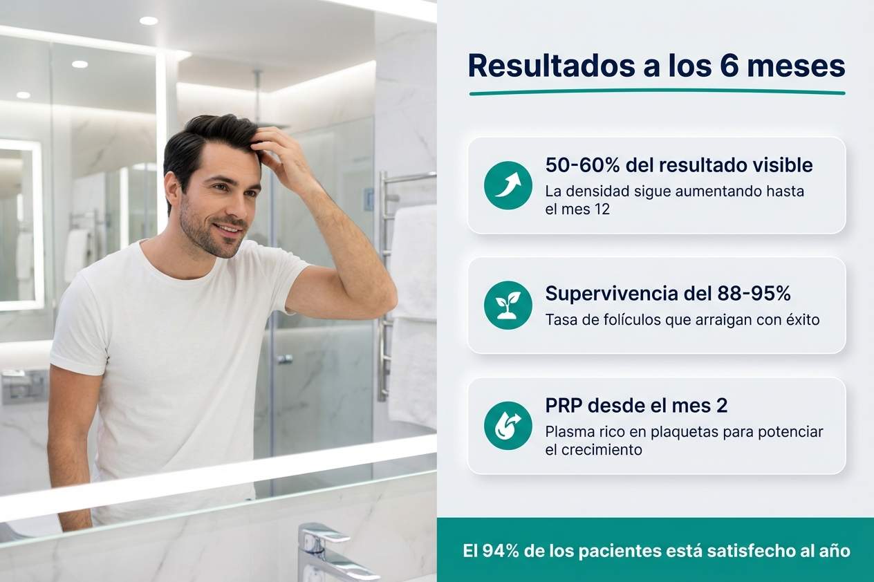 Infografia: resultados del injerto capilar a los 6 meses