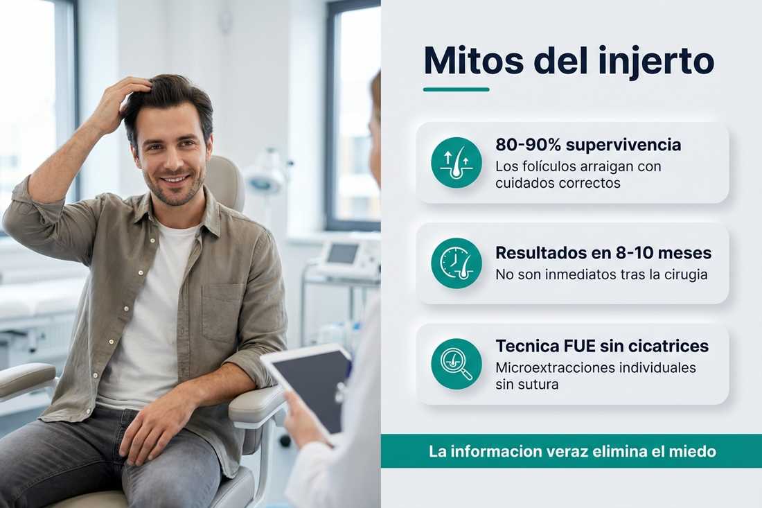 Infografia sobre los mitos del injerto capilar